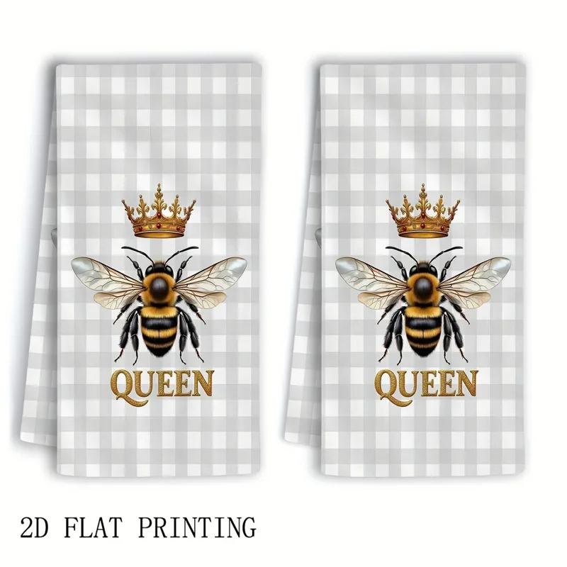 Home Cooking Queen - 2 ชิ้น, ผ้าเช็ดครัวลายตารางควีนบีการ์เดน, ชุดผ้าเช็ดครัวขนาด 40 ซม.*