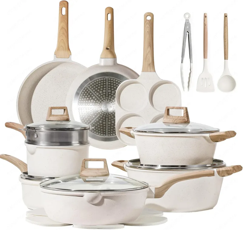 Home Cooking Set - ชุดเครื่องครัวหินแกรนิตขายดี กระทะและหม้อเคลือบสารกันติด ใช้กับเตาแม่เหล็กไฟฟ้าได้ เหมาะสำหรับการทำอาหารที่บ้าน