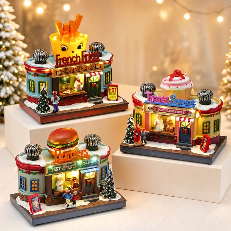 Home Cooking Set - กล่องดนตรีหมุนสำหรับงานปาร์ตี้คริสต์มาสสุดสร้างสรรค์ ของตกแต่งบ้าน ของขวัญสำหรับห้องครัว หน้าต่าง ของตกแต่งโต๊ะสำหรับคริสต์มาสและปีใหม่