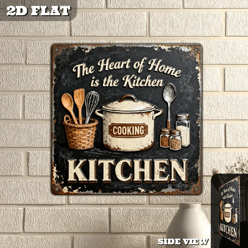 Home Cooking Usa - ป้ายตกแต่งผนังครัวโลหะวินเทจ - ขนาด 8x8 นิ้ว สไตล์บ้านไร่