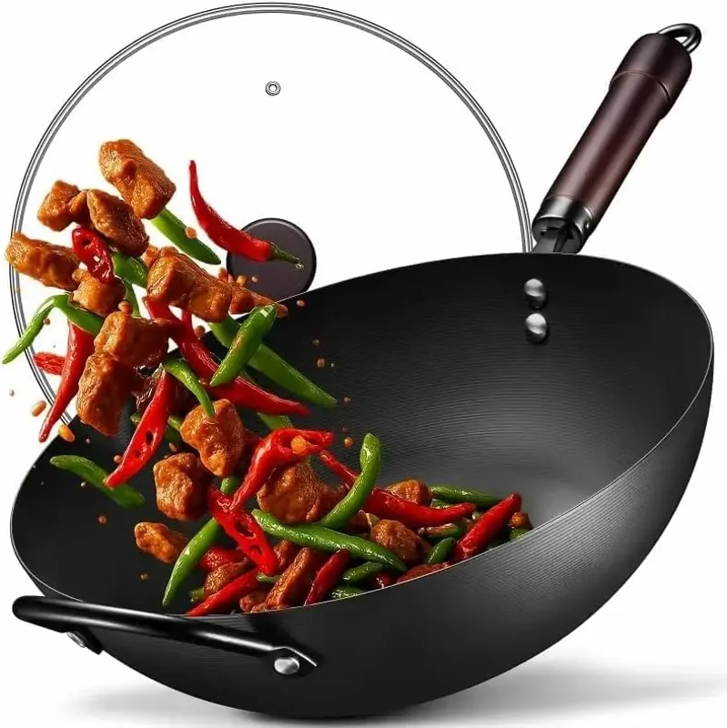 Paella Pan Steel - กระทะเหล็กคาร์บอนขนาด 13 นิ้วและกระทะผัดแบบไม่ติดกระทะ | กระทะจีนก้นแบนขนาด 5.8
